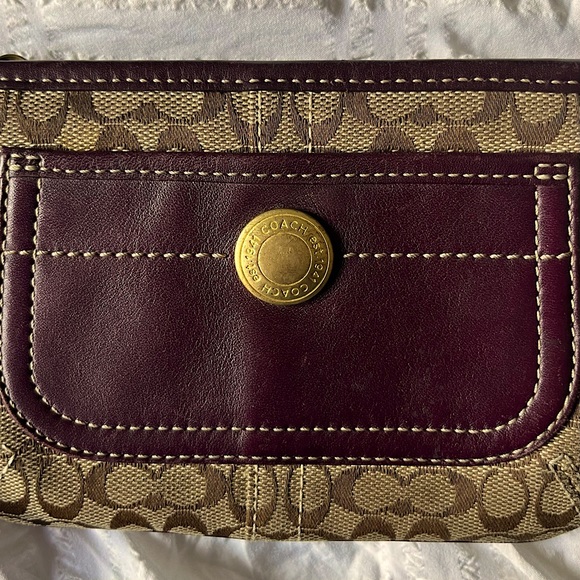 Purple and brown coach wristlet - Picture 2 of 4